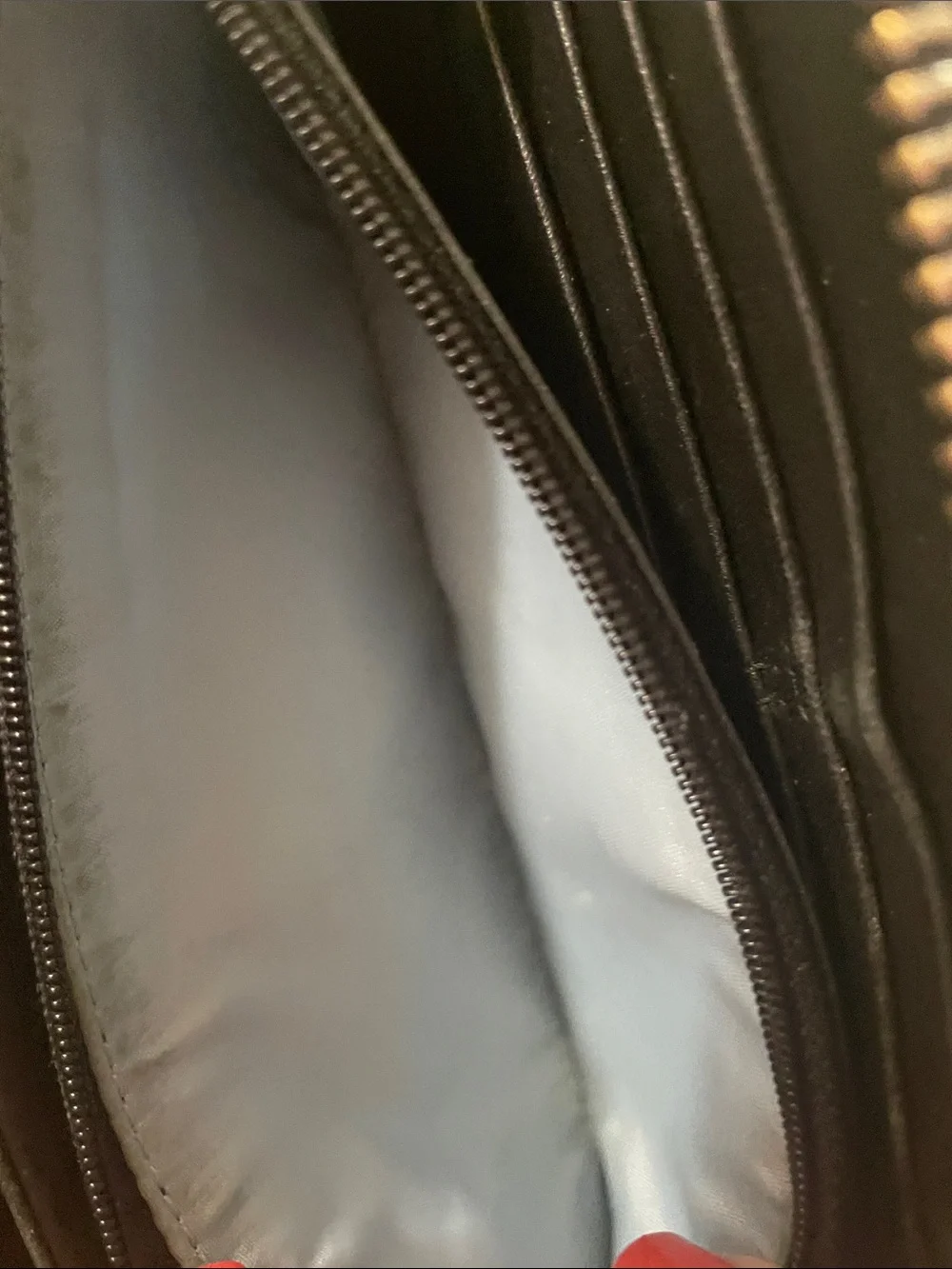 Coach Black Leather Zip Wallet with Silver Logo Button